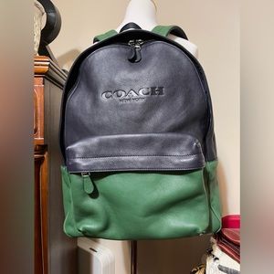 Navy and green authentic Coach backpack. Excellent condition